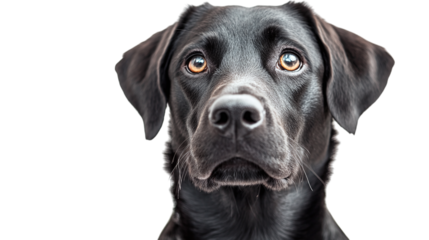 Black dog portrait rendered with soft pastel tones and elegant spacing for clean composition isolated on transparent background 