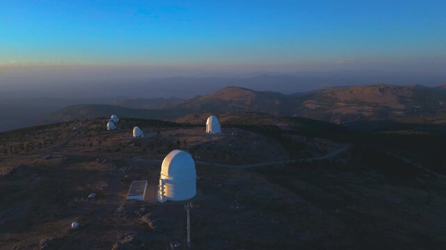 Aerial view of the Calar Alto astronomical observatory (CAHA), Almer&iacute;a, Andalusia, Spain