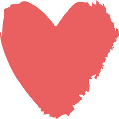 Textured Coral Brush Stroke Heart Icon - Love and Romance Symbol on White Background