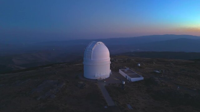 Aerial view of the Calar Alto astronomical observatory (CAHA), Almer&iacute;a, Andalusia, Spain