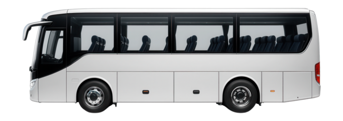 Luxury coach with panoramic side windows and plush interior seating