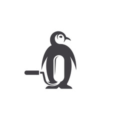 Pinguin logo design with paint unique concept