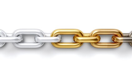 Silver and gold chain links connected together