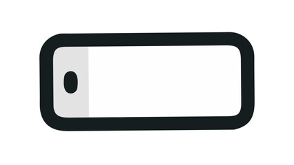 A minimalist graphic representation of a smartphone or tablet screen with a rounded corner and a simple camera lens icon on the left side against a black background