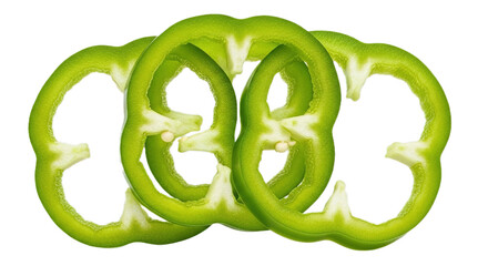 Fresh green bell pepper on white transparent background, PNG