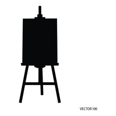 Artist's easel silhouette with blank canvas ready for creative masterpiece display silhouette