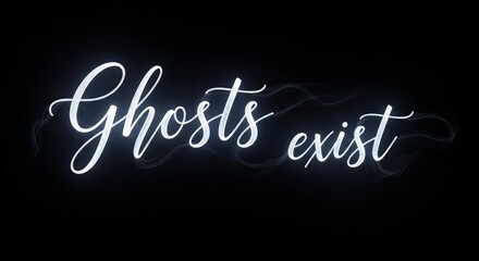 Halloween. Ethereal Ghostly Script on Black Background.