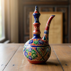 antique vase on wooden table
