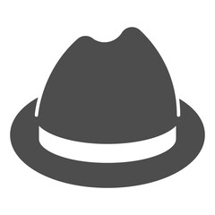 Hat with stripe and visor solid icon, winter headwear concept. Vector graphics. Stylish hat for men, headwear sign on white background, glyph style icon for mobile or web design.