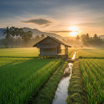 sunset on the farm