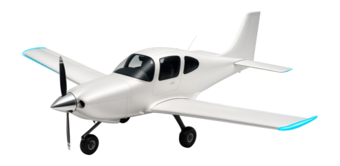 Piston-engine flight trainer with rounded wingtips and prominent nose cone