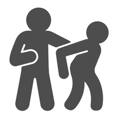 Detention of suspect man solid icon, police force concept. Vector graphics. Policeman and offender, law and order sign on white background, glyph style icon for mobile or web design.