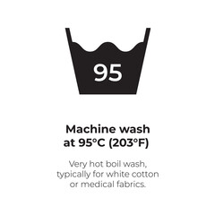 Machine Wash at 95°C Icon - Clothing and Fabric Care Label