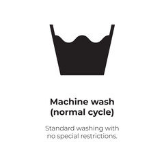 Machine Wash Normal Cycle Icon - Clothing and Fabric Care Label