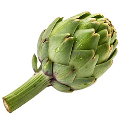 Fototapeta premium Fresh green whole artichoke vegetable food isolated on a transparent background png