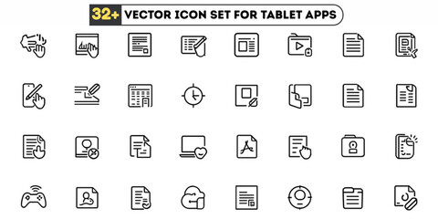Vector icon set for tablet apps