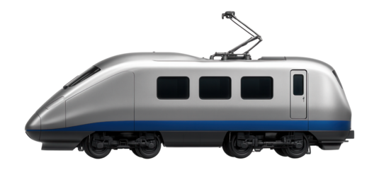 Electric train engine with roof-mounted pantograph and aerodynamic profile