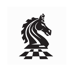 Fototapeta premium Knight Chess Figure Vector Minimalist Game Piece Illustration on white background