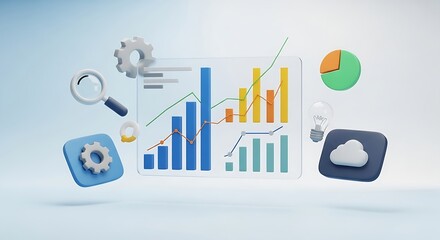 Abstract 3d visualization of business growth and financial data analysis