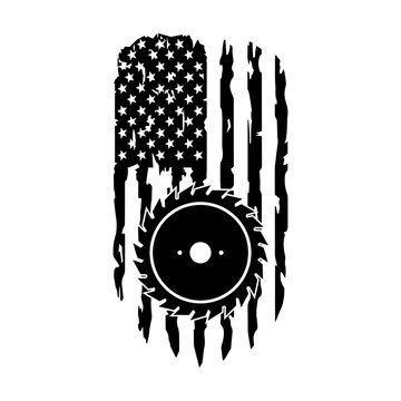 recommend clip art: Saw blade on american flag svg cut file. Isolated vector illustration.
