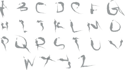  hand drawing set from letters A to Z editable stroke line typographic, vignetting, script, grunge, hip hop, marker, astrology, school, writeand vector illustration