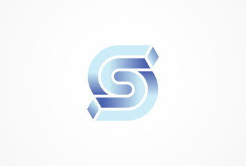 Initial Letter S Logo, Letter S  in 3d style logo design, vector illustration