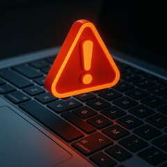 Warning alert symbol on computer keyboard