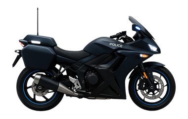 Police motorcycle with a compact, aerodynamic design and LED indicators