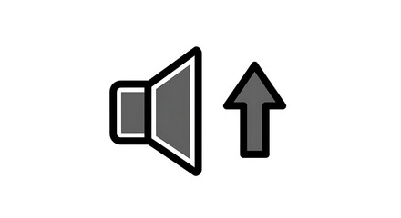 A simple graphic of a speaker icon with an arrow pointing upwards on a white background ai generated