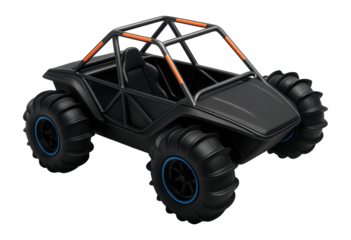 Low-profile amphibious buggy with roll cage and side-mounted paddle tires