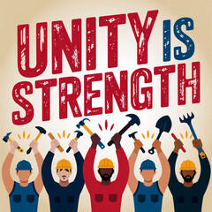A hand-drawn grunge illustration of a motivational labor day poster.