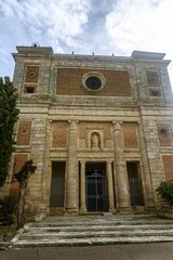 Fototapeta premium Main facade of Santa Eufemia Church in Autillo de Campos, Palencia