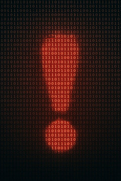 Red exclamation mark on binary code