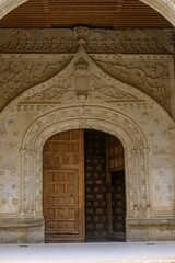 Obraz premium Ornate Gothic entrance of Santa Maria Church in Fuentes de Nava, Palencia