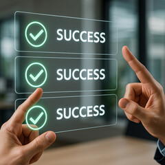 Business Hands Tapping Success Icons