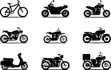 Obraz premium bicycle, cruiser motorcycle, sport bike, classic vector bundle