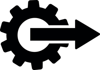 Industrial gear with arrow symbolizing progress and process improvement in business vector