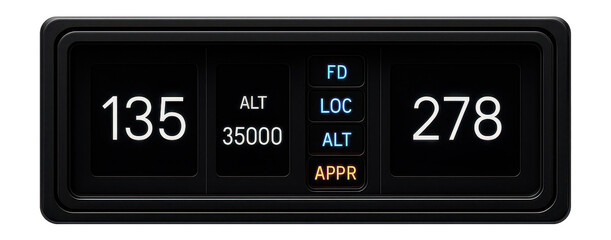 Flight data display panel with digital readouts and status indicators