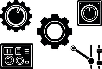 Industrial control panel elements and mechanical gears representing technology and engineering concepts vector