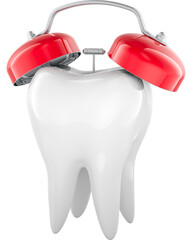 Tooth as alarm clock. Dental time, concept, transparent background - 1