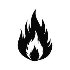 Stylized Black and White Flame Illustration with Energetic and Powerful Design, flame with smoke icon illustration silhouette