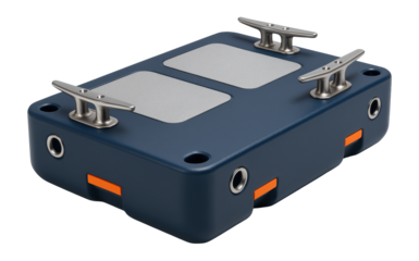 Plastic pontoon float with integrated cleats and mooring points