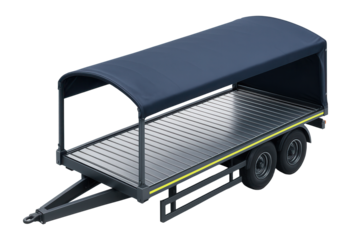 Logistics trailer with roller bed and retractable canopy cover