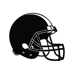 Vector illustration of a classic American football helmet in black color, football helmet illustration silhouette