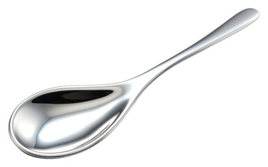PNG 3d render of a spoon in surreal abstract style metal silverware simplicity.