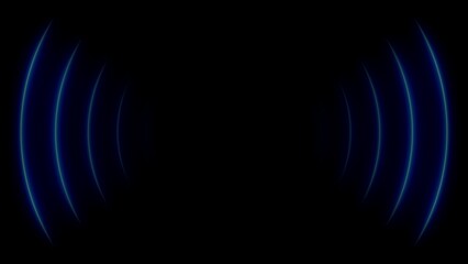 Blue Neon Sound Waves or Signal Emanating on Black Background glow