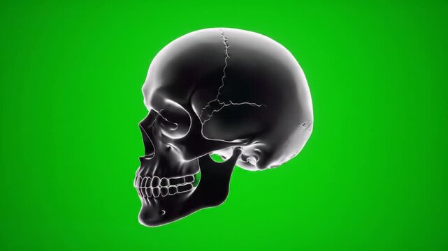 3D Human Skull Rendering on Green Screen for Science and Halloween.