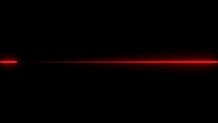 Bright Red Neon Line Extending Across Black Background With Light Effect glow