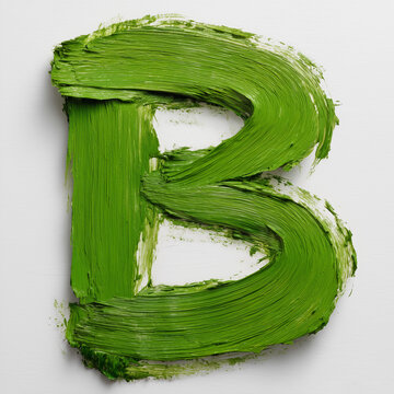 B, b, buchstabe, nummer, zahl, schrift, 3d, alphabet, gr&uuml;n, gemalt, illiustration, grafik, isolier, wei&szlig;er, hintergrund, einrahmen, brief, design, green, symbol, fonts, bord&uuml;re, number, blatt, figur, 