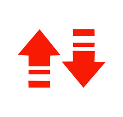 red up and down arrows icon on white background